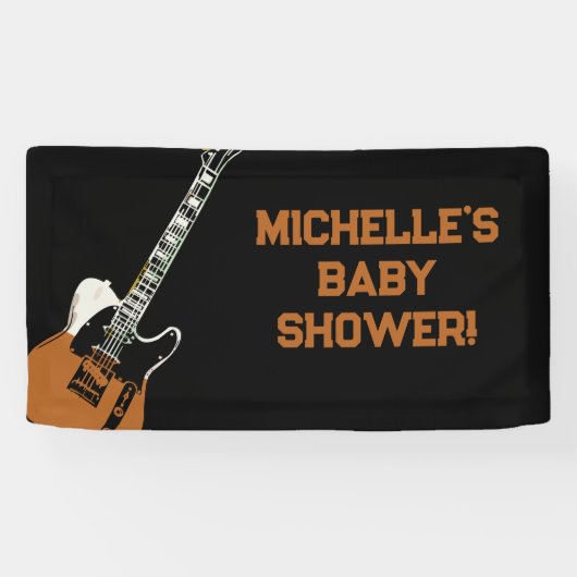 Rock a Bye Rock Star Guitar Baby Shower Banner 横断幕 (横)