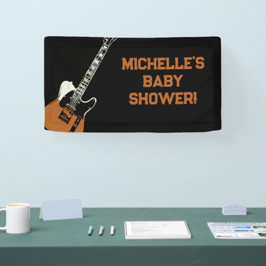 Rock a Bye Rock Star Guitar Baby Shower Banner 横断幕 (トレードショー)