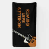Rock a Bye Rock Star Guitar Baby Shower Banner 横断幕 (縦)