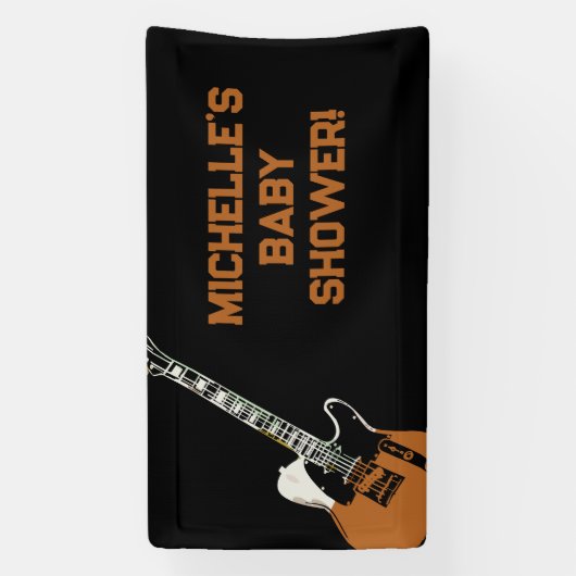 Rock a Bye Rock Star Guitar Baby Shower Banner 横断幕 (縦)