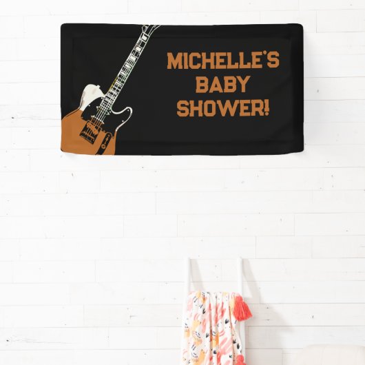 Rock a Bye Rock Star Guitar Baby Shower Banner 横断幕 (インサイチュ)