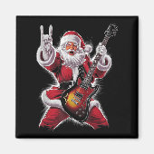 Rock &amp; Roll Christmas Santa Claus Guitar Playe マグネット (正面)