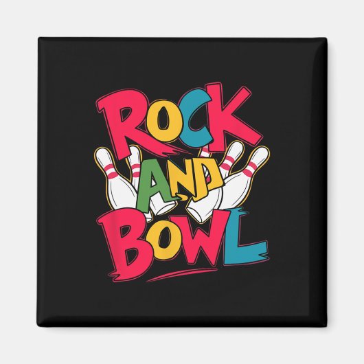 Rock And Bowl Men Women Players Ten Pin Bowling  マグネット (正面)