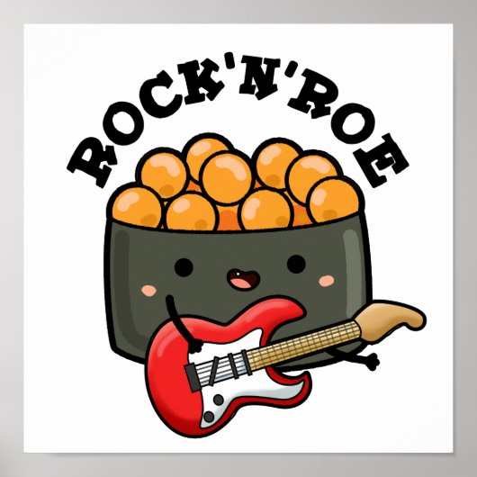 Rock And Roe Cute Rock And Roll Sushi Pun ポスター (正面)