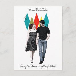 Rock and Roll 1950sスタイル日付の保存 案内ポストカード