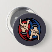 Rock and Roll Devil Horns Yin Yang 缶バッジ (正面&裏面)
