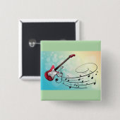 Rock and Roll Electric Guitar Swirling Music Notes 缶バッジ (正面&裏面)