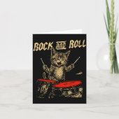 Rock And Roll Funny Cat Playing Drum For Men Women カード (正面)