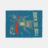 Rock And Roll Funny Cat Playing Drum For Men Women フリースブランケット (正面(横))