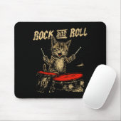 Rock And Roll Funny Cat Playing Drum For Men Women マウスパッド (マウス)