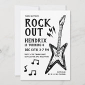 Rock and Roll Guitar Birthday 招待状 (正面)