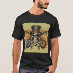 Rock and roll Inferno:スカルとクロスボーンT型 Tシャツ