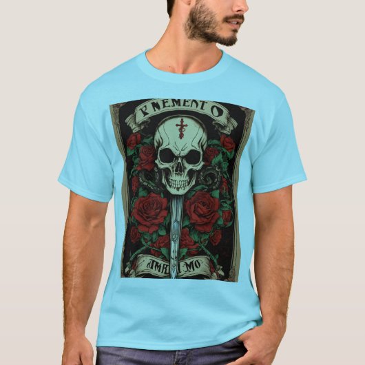Rock and roll Inferno:スカル&フレイムバナーティー。 Tシャツ (正面)