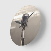 Rock And Roll Microphone ラウンド壁時計 (傾斜)