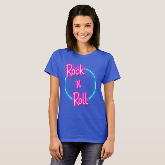 Rock and Roll Retro Neon Sign Tシャツ (正面フル)