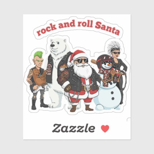 Rock and Roll Santa | Funny Biker Punk Christmas シール (シート)