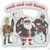 Rock and Roll Santa | Funny Biker Punk Christmas シール (正面)