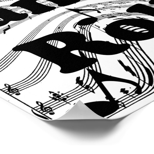 Rock and Roll sheet music notes Art ポスター (角)
