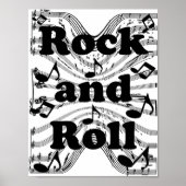 Rock and Roll sheet music notes Art ポスター (正面)