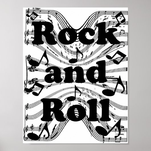 Rock and Roll sheet music notes Art ポスター (正面)