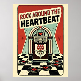Rock Around the Heartbeat Retro Jukebox Valentine  ポスター