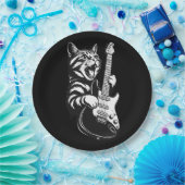 Rock Cat Playing Electric Guitar | Cool Music Love ペーパープレート (パーティー)