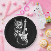 Rock Cat Playing Electric Guitar | Cool Music Love ペーパープレート (パーティー)