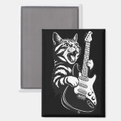 Rock Cat Playing Electric Guitar | Cool Music Love マグネット (正面/裏面)
