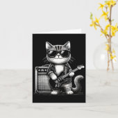 Rock Cat Playing Guitar カード (黄色い花)