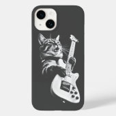 Rock Cat Playing Guitar - Funny Guitar Cat Case-Mate iPhoneケース (裏面)