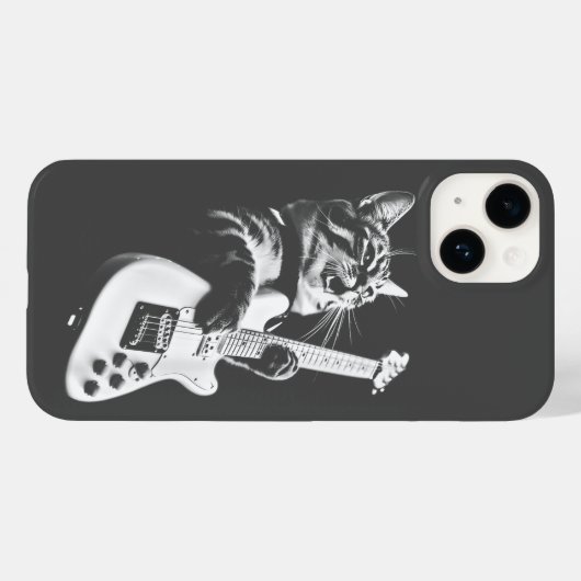 Rock Cat Playing Guitar - Funny Guitar Cat Case-Mate iPhoneケース (裏面 (横))