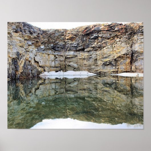 Rock Cliff Wall Reflections In Pond 3 Nature ポスター (正面)