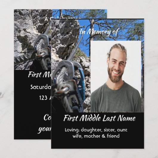 Rock Climber Celebration of Life Service 招待状 (正面/裏面)
