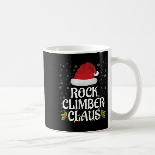 Rock Climber Claus Christmas Lights Pajama Family コーヒーマグカップ (右)