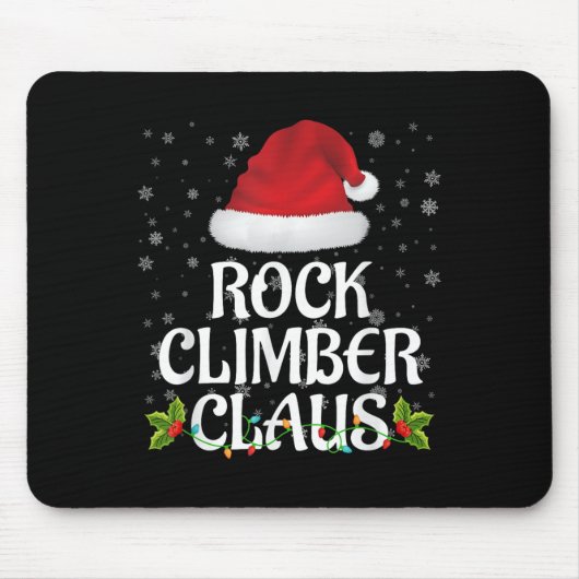 Rock Climber Claus Christmas Lights Pajama Family  マウスパッド (正面)