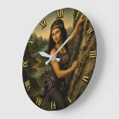 Rock Climber Funny Mona Lisa ラージ壁時計 (傾斜)