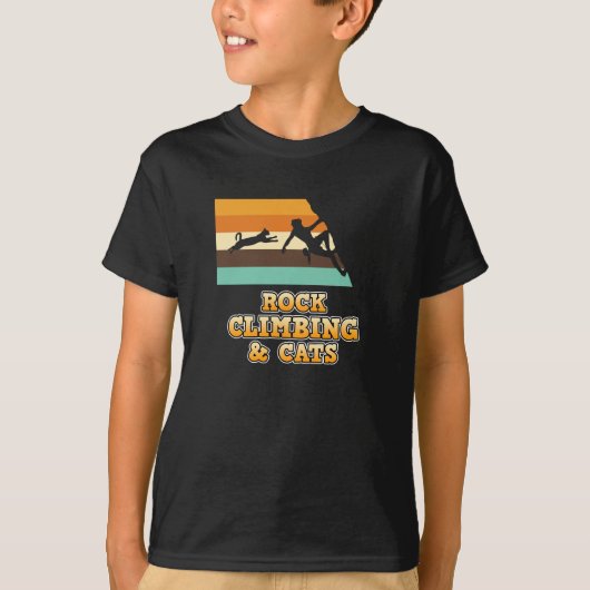 Rock Climbing And Cats Mountain Climber Lover Grap Tシャツ (正面)