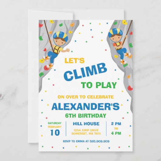Rock Climbing Birthday Party Invitation 招待状 (正面)