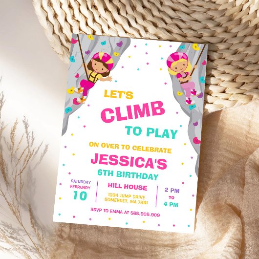Rock Climbing Birthday Party Invitation 招待状