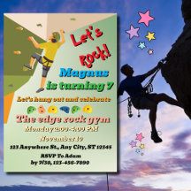 Rock Climbing Birthday Party Invitation Let's Rock