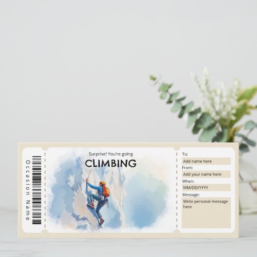 Rock Climbing Gift Certificate 招待状 (スタンド正面)