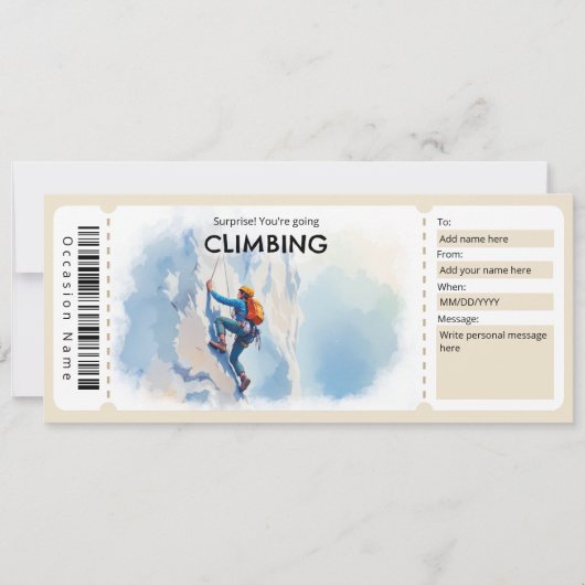 Rock Climbing Gift Certificate 招待状 (正面)