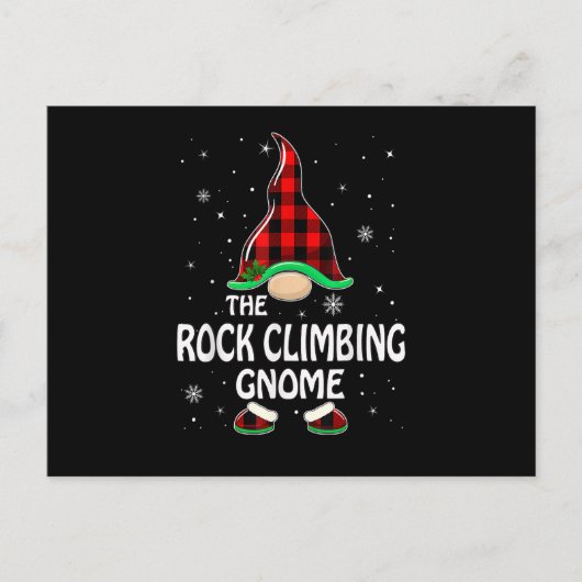Rock Climbing Gnome Buffalo Plaid Matching Family シーズンポストカード (正面)