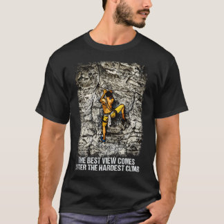 Rock Climbing Reaching For The Mountain Summit Tシャツ