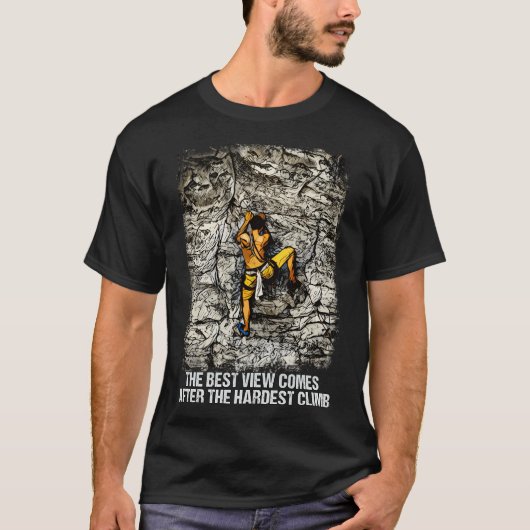 Rock Climbing Reaching For The Mountain Summit Tシャツ (正面)