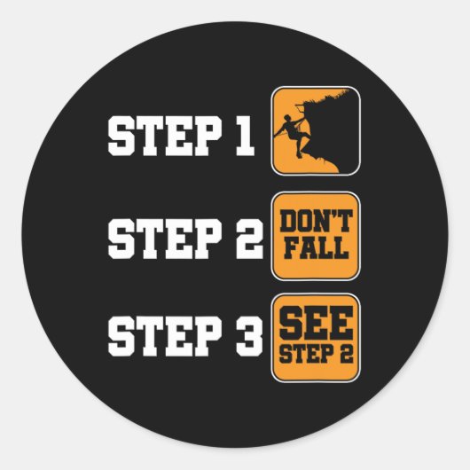 Rock Climbing Steps Mountain Hiking Camping Nature ラウンドシール (正面)