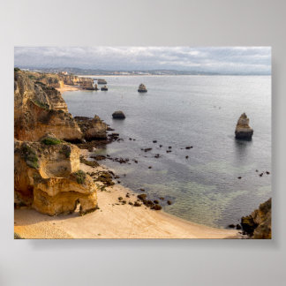 Rock formations in Algarve ポスター
