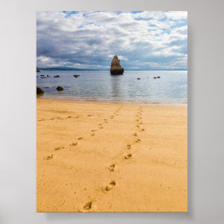 Rock formations in Algarve ポスター