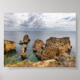 Rock formations in Algarve ポスター