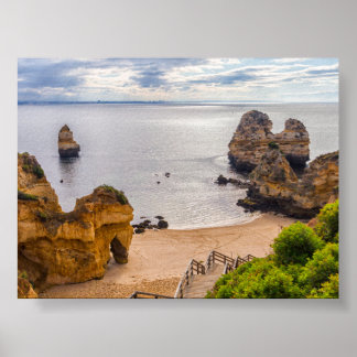 Rock formations in Algarve ポスター